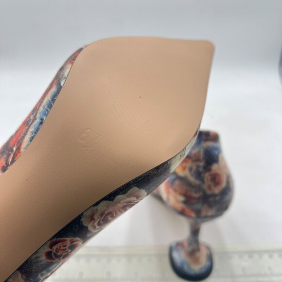 YDN Blue Flower Pointed Toe Slip on Pumps Special High Heel Shoe for Party Lady - Picture 7 of 9